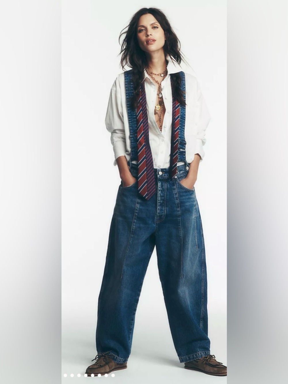 Free People We The Free Berkley Suspender Jeans. NWT. Varsity blues - Picture 9 of 12